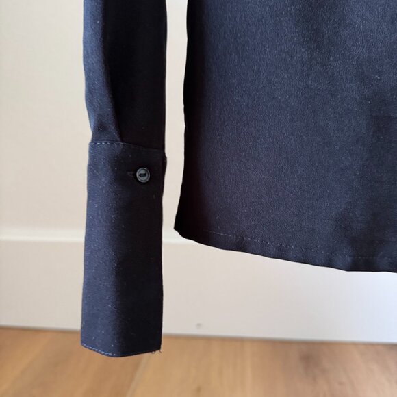 H&M Black Tuxedo Ruffle Blouse | Feminine Statement Top | Size 4 - Picture 8 of 15